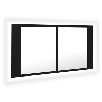 Afbeelding van vidaXL Badkamerkast met spiegel en LED 90x12x45 cm acryl zwart