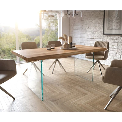 Afbeelding van Eetkamertafel Edge acacia natuur 180x90 XL glas Live