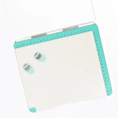 Afbeelding van Craftelier Stempelplatform van rubber en siliconen voor scrapbooking knutselen centimeters inch geleiders wit turquoise afmetingen 24,5 x 22 1,3 cm