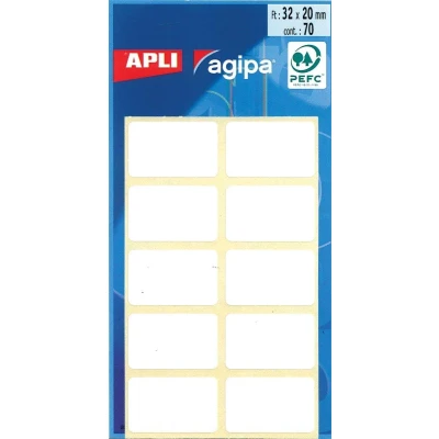 Afbeelding van Agipa Witte Etiketten In Etui Ft 20 X 32 Mm (b H), 70 Stuks, 10 Per Blad Etiket