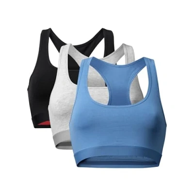 Afbeelding van DANISH ENDURANCE Bralette van Biologisch Katoen, Zacht &amp; Stretchy, Bustier voor Iedere Dag, Dames, 1 of 3 pak, Veelkleurig (1x Zwart, 1x Grijs Mélange, Lichtblauw), L
