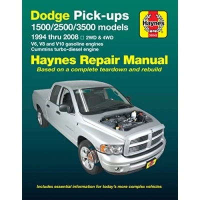 Afbeelding van Dodge Pick Ups 1500, 2500 &amp; 3500 Models, 1994 Thru 2008 Haynes Repair Manual: 2WD 4WD V6, V8 and V10 Gasoline Engines Cummins turbo diesel ... engines,