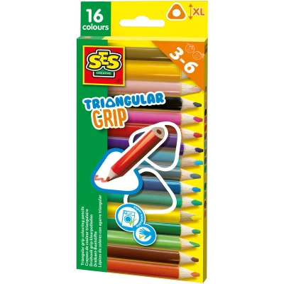 Afbeelding van Driehoek grip kleurpotloden 16 stuks