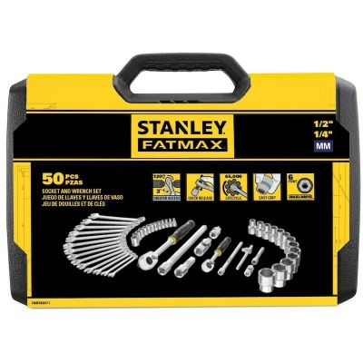 Afbeelding van Stanley handgereedschap FATMAX Dopsleutel Ringsteeksleutelset 1/4&quot; + 1/2&quot; 49 delig FMMT82827 1