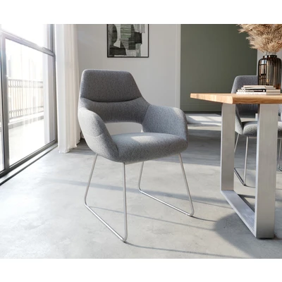 Afbeelding van Armleunstoel Yago Flex met armleuning slipframe roestvrij staal structuur lichtgrijs