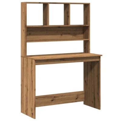 Afbeelding van vidaXL Bureau met schappen 102x45x148 cm bewerkt hout artisanaal eiken, computerbureau, schrijftafel, schrijfbureau, computertafel, tafel, buro