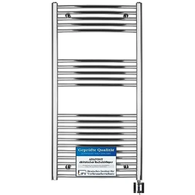 Afbeelding van anapont elektrische badkamerradiator chroom gebogen timerfunctie handdoekradiator badkamerverwarming handdoekverwarming Made in Germany