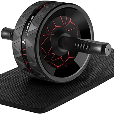 Afbeelding van ROMIX Ab Roller, Professioneel Wheel Inclusief Extra Dik Kniemat, Core en Buikspiertrainer met Anti slip Handgrepen, Stevig Materiaal Buikspiertraining Voor Spieropbouw Heren Dames Thuis (Red)