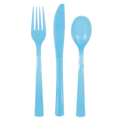 Afbeelding van Bestekset blauw plastic (18st)