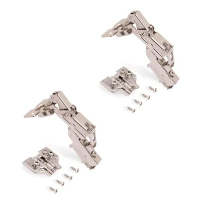 Afbeelding van Emuca 1015307 Half overlay soft close verborgen scharnier met Ø35mm kop en 165 openingshoek + Euro schroefplaat nokkenverstelling, Set van 2 stuks