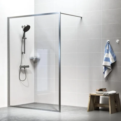 Afbeelding van Sealskin Contour inloop douche type A3 118 cm breed, 200 hoog, RVS, 6 mm helder veiligheidsglas Tijdloze uitstraling