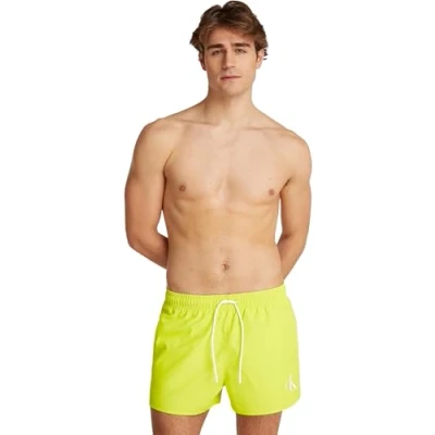 Afbeelding van Calvin Klein Swimwear Drawstring Zwemshorts, Heren, Maat: Large, Lemonade yellow