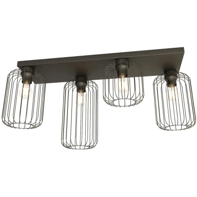 Afbeelding van EMIBIG LIGHTING Schuur plafondlamp, 4 lamps, 83 cm, zwart, metaal, E27