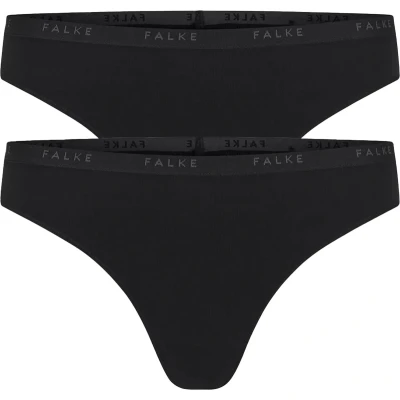 Afbeelding van Falke dames Daily Comfort string met logoband in 2 pack de kleur Zwart, maat: S