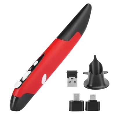 Afbeelding van Pocket USB Computer Stylus, PC Onderdelen Draadloze 2.4G Muis PenType Verstelbaar 800/1200/1600 DPI Ergonomisch Handschrift Smart Mouse voor Laptop Android Tablet (Rood)