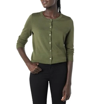 Afbeelding van Amazon Essentials Women&#039;s Lichtgewicht vest met ronde hals (verkrijgbaar in grote maten), Olijfgroen, M
