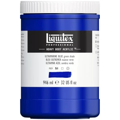 Afbeelding van Liquitex 4413380 Professional Heavy Body Acrylfarbe in Künstlerqualität mit ausgezeichneter Lichtechtheit buttriger Konsistenz, 946ml Topf Ultramarinblau (Grünton)