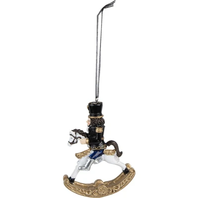 Afbeelding van Clayre &amp; Eef Kersthanger Notenkraker 10 cm Zwart Wit Kunststof Kerstbal