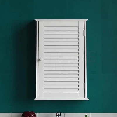 Afbeelding van Bath Vida Badkamerkast Enkele deur Shutter Wandmontage Opslag, Wit
