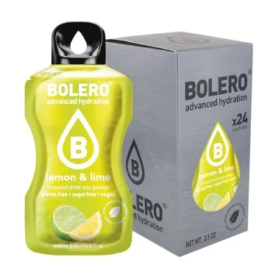 Afbeelding van Bolero LEMON &amp; LIME 24x3g Suikerloos sappoeder, gezoet met stevia + vitamine C geschikt voor kinderen, sporters en diabetici glutenvrij veganvriendelijk Vlierbloesemsmaak