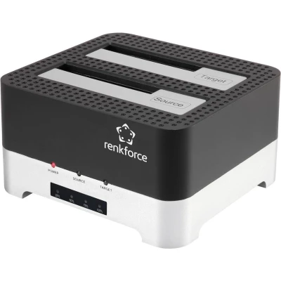 Afbeelding van Renkforce RF DOCKING 02 USB 3.2 Gen 1 (USB 3.0) SATA 6 Gb/s 2 poorten Harde schijf kopieerstation 2.5 inch, 3.5 inch Me