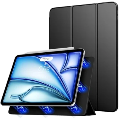 Afbeelding van TiMOVO Case for iPad Air 11 Inch (M2) 2024, 5th/4th Generation (2022/2020), Strong Magnetic Trifold Stand Cover, Support Apple Pencil Pro/2nd/USB C Black