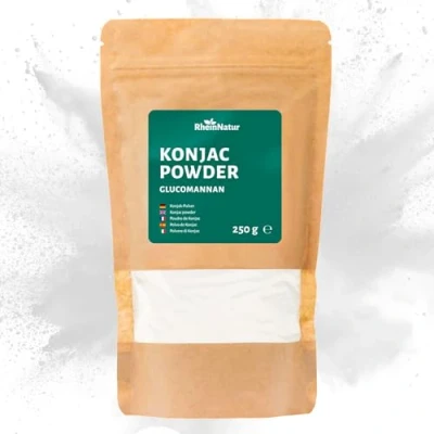Afbeelding van RheinNatur Konjakpoeder 250 g glucomannaan uit de konjakwortel natuurlijke vezels, bevordert het verzadigingsgevoel konjakmeel als bindmiddel en stabilisator