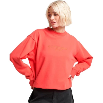 Afbeelding van Superdry Embroidered Loose CREW Sweater, Dames, Maat: 38, Active pink