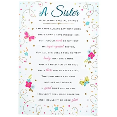 Afbeelding van Piccadilly Greetings Heartfelt Wishes Sentimental Birthday Card Sister 9 x 6 inch Regal Publishing, C80680, grijszwartwit
