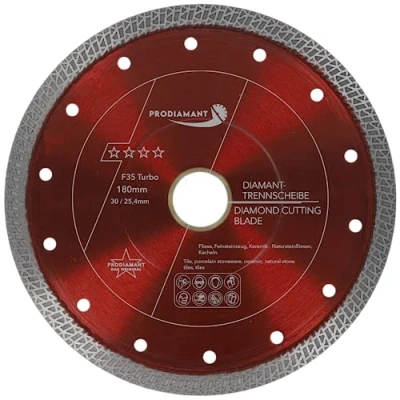 Afbeelding van PRODIAMANT Premium diamantdoorslijpschijf tegel fijn steengoed, 180 mm x 30 met ring 25,4 tegelschijf voor tafelmachines