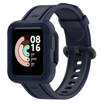 Afbeelding van Siliconen sportband met case Donkerblauw Xiaomi Redmi Watch 2 (Lite)
