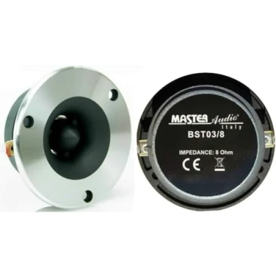 Afbeelding van 2 SUPER TWEETER MASTER AUDIO BST03/8 met 120 watt rms en 240 max 9,60 cm diameter 99 db 8 ohm huis diepte slechts 3,60 cm, per paar