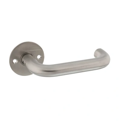 Afbeelding van P+E Gatdeel deurkruk U model op ronde rozet 8mm stift rvs geborsteld