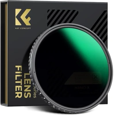 Afbeelding van K&amp;F Concept 58mm Variable ND Filter Adjustable Fader Neutral Density ND8 ND128 Filter, NO Spot X Black Issue, MRC 18 Layer, Ultra Slim, Waterproof