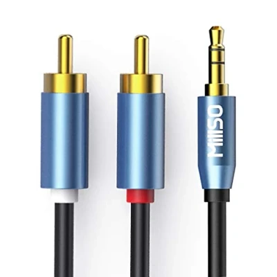 Afbeelding van MillSO RCA naar Jack kabel Stereo Audio Aux 3,5 mm 2 Chinch Y (vergulde metalen stekker, dubbele afscherming) 2M