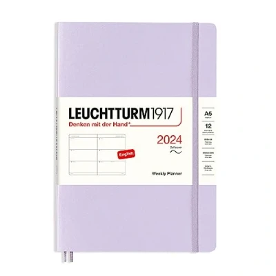 Afbeelding van Leuchtturm1917 weekplanner agenda 2024 a5 softcover 12 maanden lilac