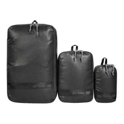 Afbeelding van Tatonka Inpakkubus Stuffsack Zip Set 3 Ultralichte en ruimtebesparende paktassenset met ritssluiting zakken in verschillende maten (zwart)