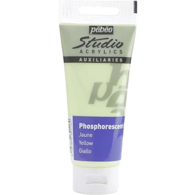 Afbeelding van Pébéo Studio acryl 100 ml fosforescerende gel geel bindmiddel autoluminescerende schilderij fosforescerend