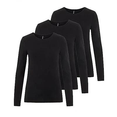 Afbeelding van PIECES PCSIRENE LS Tee NOOS, 3 x zwart, XS