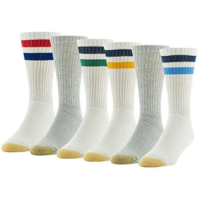 Afbeelding van GOLDTOE Herensokken (6 stuks), Strepen wit/lichtblauw gesorteerd paar), Large