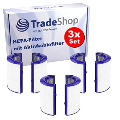 Afbeelding van 3 x Trade Shop HEPA filter incl. actieve koolfilter compatibel met Dyson TP07 TP08 TP09 TP7A PH3A vervangt 970341 01 965432 / luchtreiniger ventilator