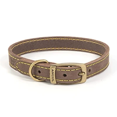 Afbeelding van Ancol Timberwolf lederen halsband Sable maat 3, om te passen nek 28 36 cm, kraagbreedte 1,6 cm