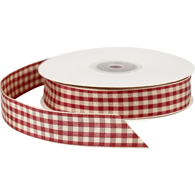 Afbeelding van Creativ Company Geruit Lint Antiek Rood Wit, 25m