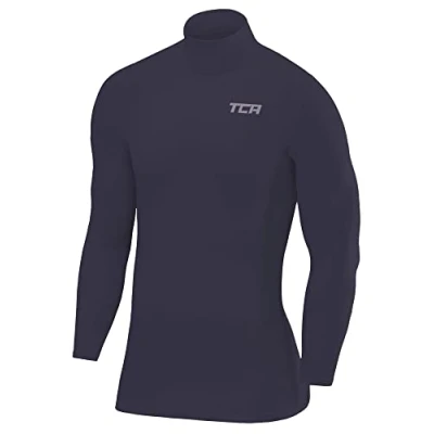 Afbeelding van TCA Mannen SuperThermal Compressie Basislaag Voetbal Hardloop Top Lange Mouw Thermisch Mock Neck Donkergrijs, XL