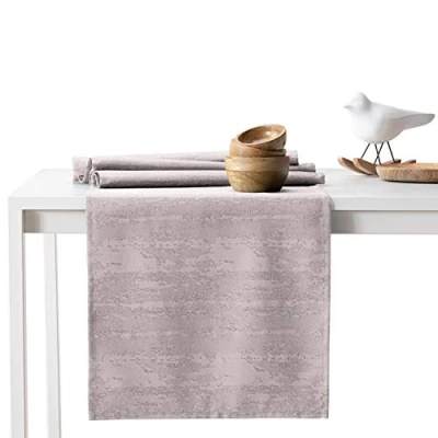 Afbeelding van AmeliaHome Tafelloper, 40 x 120 cm, lotuseffect, waterafstotend, slangenhuidpatroon, poederroze vesta