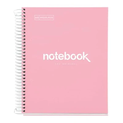 Afbeelding van Miquelrius notitieboek A5 Notebook Emotions, 120 pagina&#039;s 90 g/m², Horizontaal 7 mm, 5 Gekleurde strepen, Micro geperforeerde spiraal, Extra stijve kaft, 2 perforaties, Roze