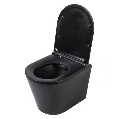 Afbeelding van Differnz hangend toilet randloos met zitting mat zwart