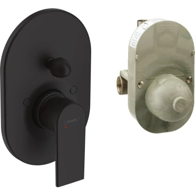 Afbeelding van hansgrohe vernis shape a ngreeps inbouw badmengkraan set mat zwart 71472670