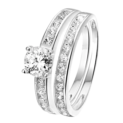 Afbeelding van Lucardi SET Ring silvercoloured, Dames, Maat: 57, Silver coloured