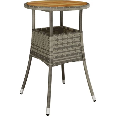 Afbeelding van Tuintafel Ø60X75 Cm Acaciahout En Poly Rattan Grijs